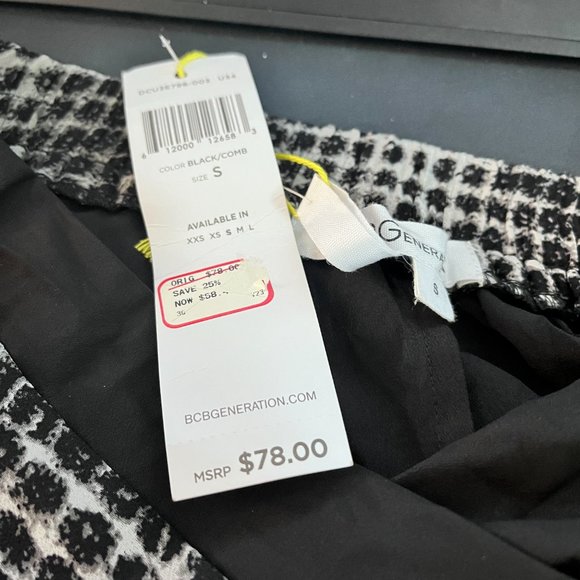 NWT BCBGeneration Black Pattern Polyester Light Skirt Size S - Picture 10 of 11